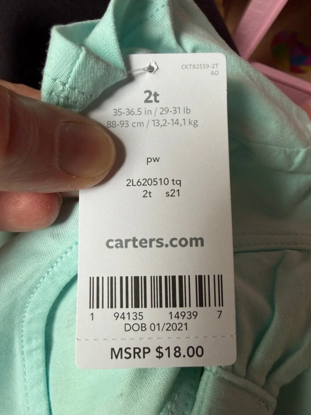 NWT Carters Girls Mint Green Short-Sleeve Cheetah 2T tee shirt